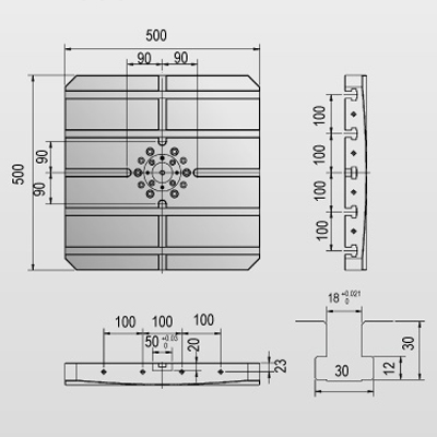 Horizontal CNC Machining Centre - Pinnacle LH500A - Table Size Diagram